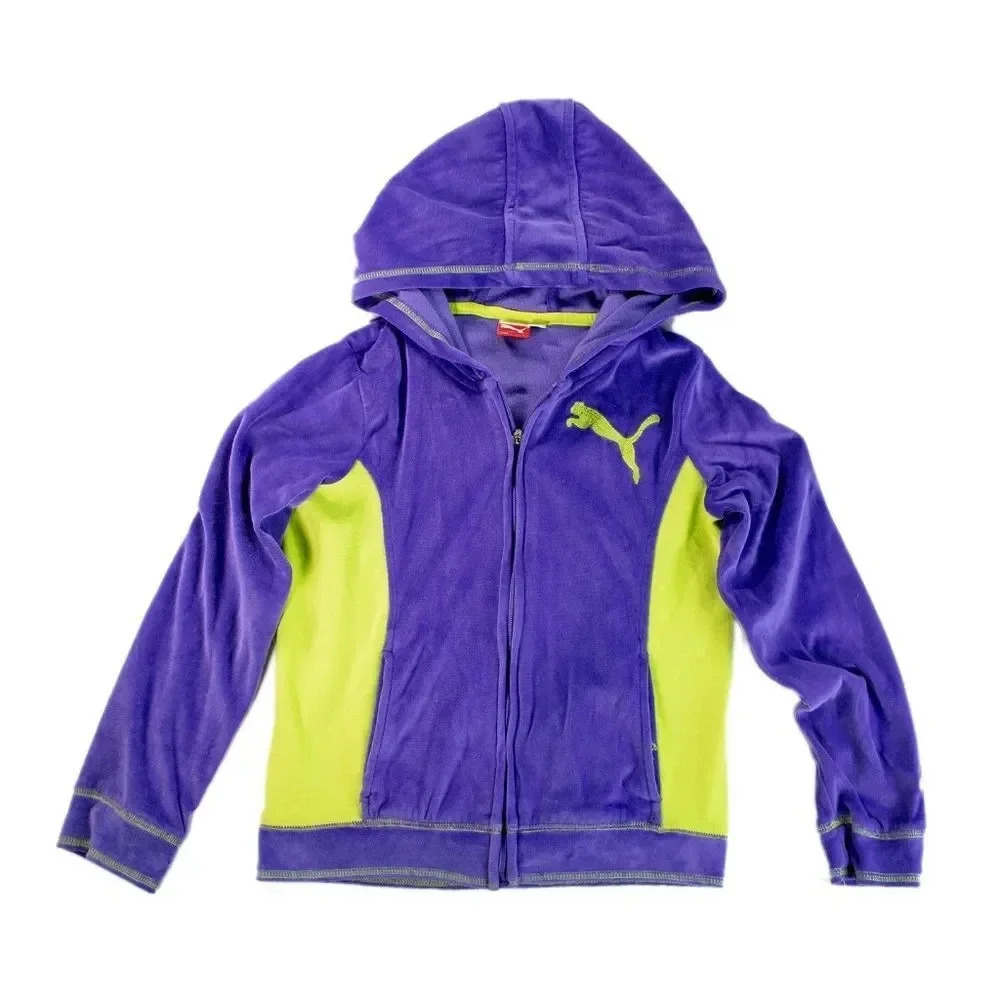 Puma Purple Velvet Zipper Hoodie L